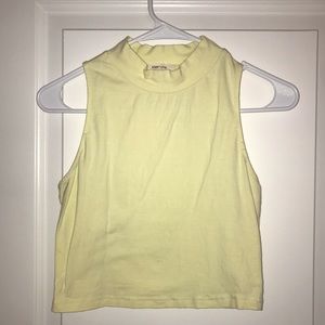 Yellow High Neck Crop Top